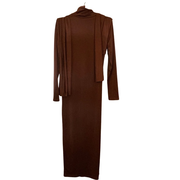UNBRANDED Long Sleeve Maxi Dress Brown Medium - Picture 3 of 3